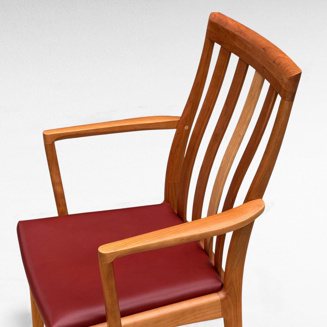 ②美品 ナガノインテリア 高級本革チェア DC322 ブラックチェリー