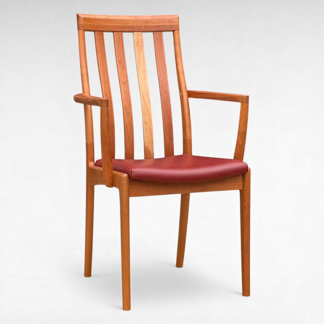 ②美品 ナガノインテリア 高級本革チェア DC322 ブラックチェリー