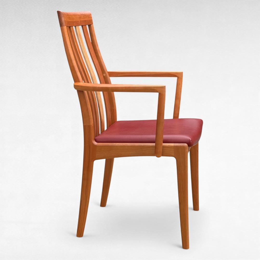 ②美品 ナガノインテリア 高級本革チェア DC322 ブラックチェリー