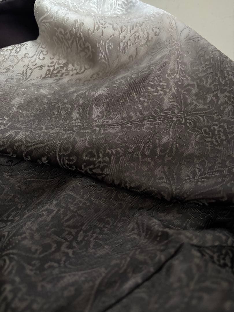 装飾紋意匠 斜め暈し 刺繍 袷 紋なし 付け下げ ダークブラウン×白×チャコール