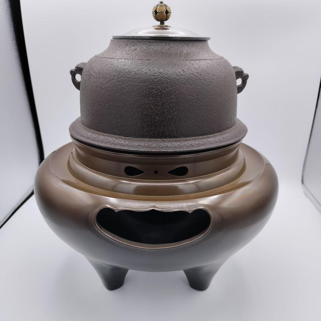 a91 朝鮮風炉　清光 茶道具 古物　釜　風炉釜　切合