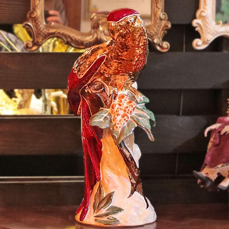 イタリア製オウムのオブジェ 鸚鵡 ゴールド 鳥 インテリア 222-926