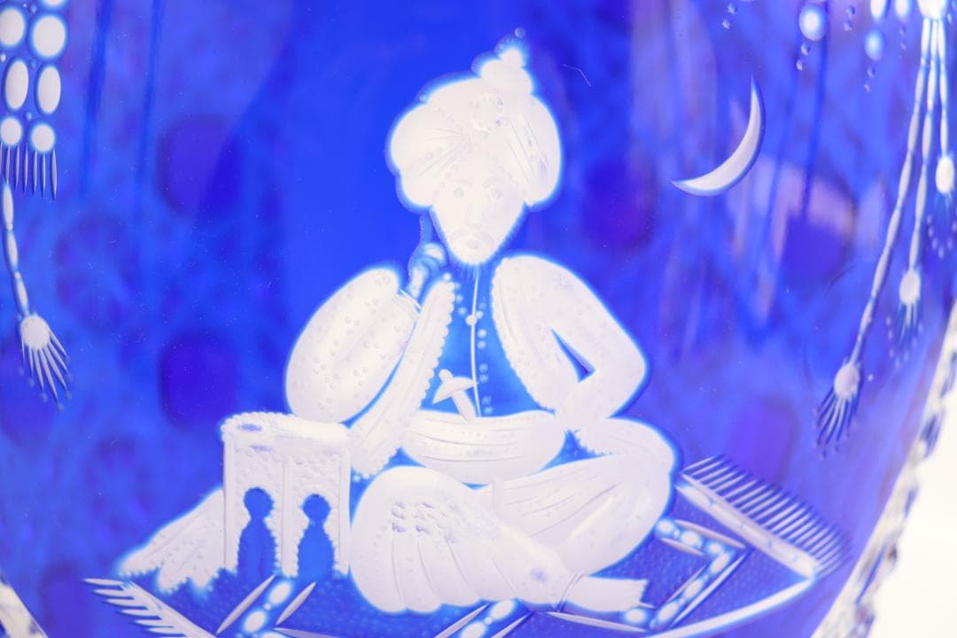 マイセン クリスタル アラビアンナイト 青ガラス Meissen 花瓶