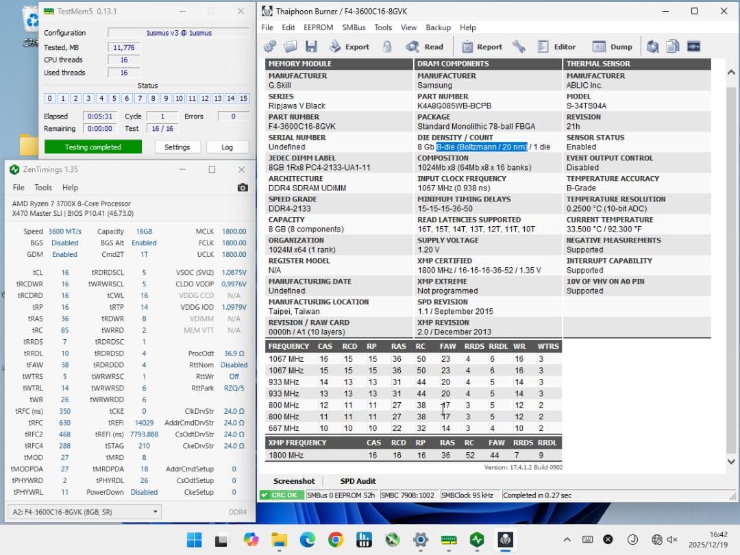 メモリー G.Skill F4-3600C16D-16GVK