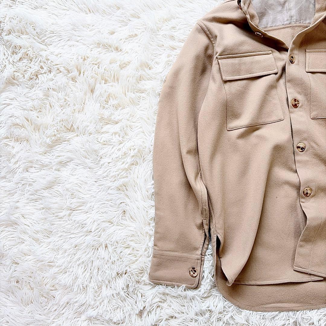 【美品】オーラリー　AURALEE ウール100%フランネルシャツ　ベージュ