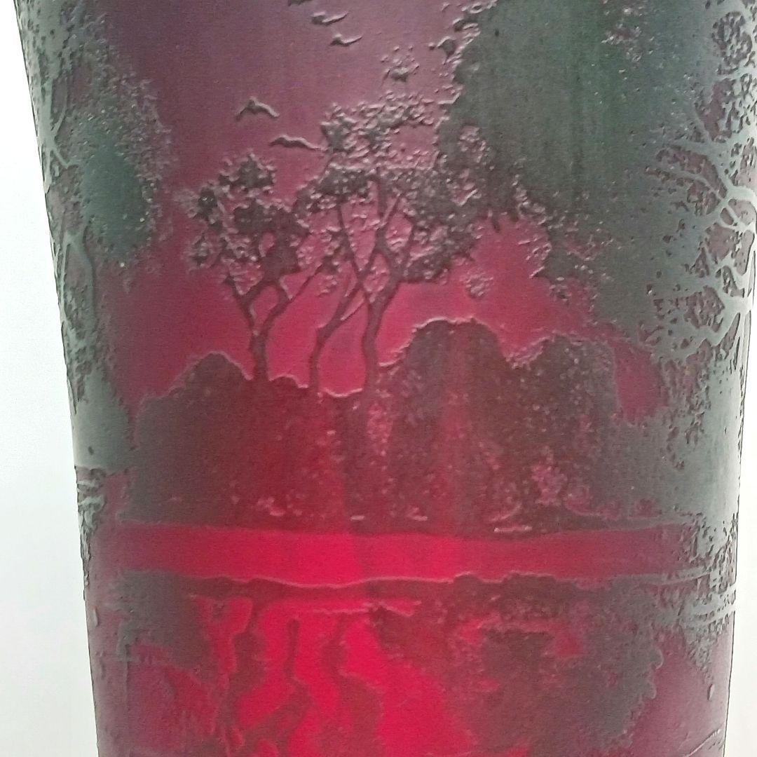 V225 1900年初期 J.B LEVEILLE作 湖水風景文花瓶 カメオ彫