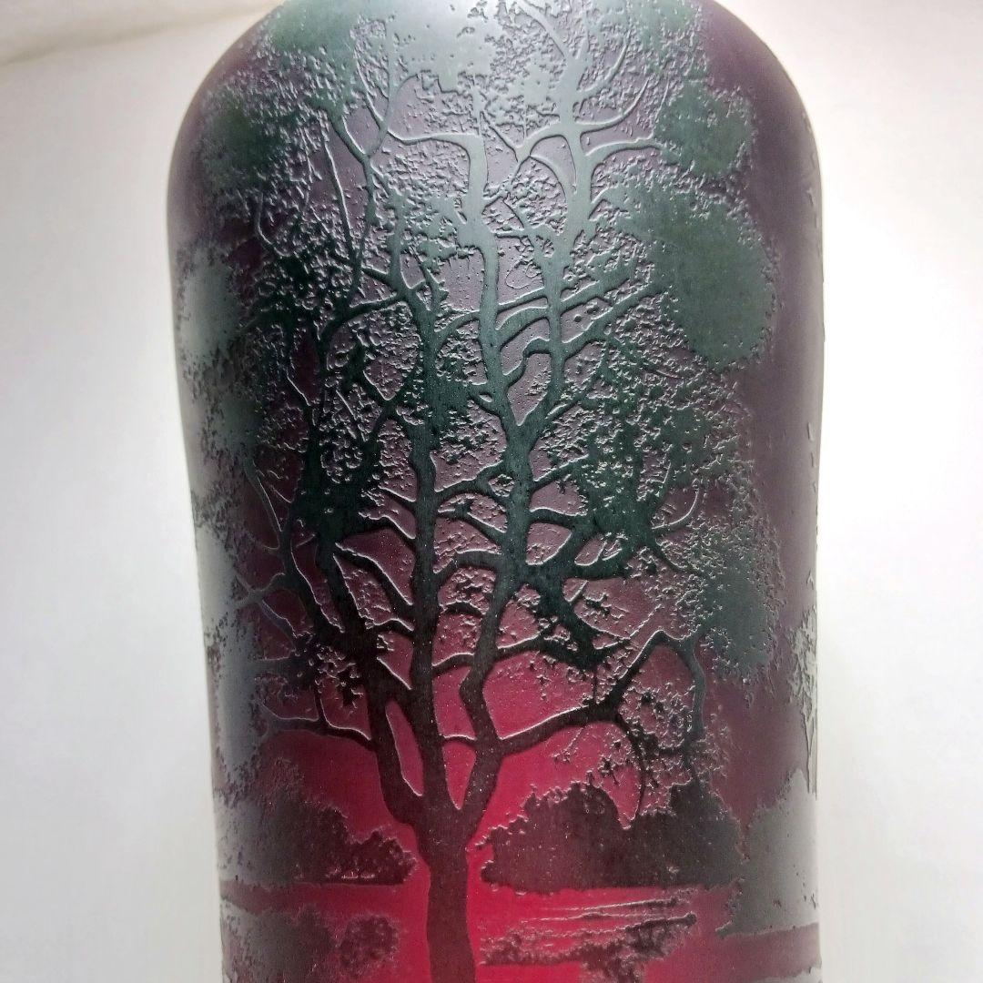 V225 1900年初期 J.B LEVEILLE作 湖水風景文花瓶 カメオ彫