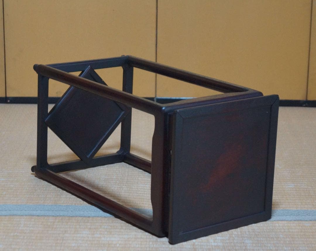 古唐木紫檀製 高足花台 盆栽台 香炉台 飾り台 高48cm 華道具 茶道具時代物