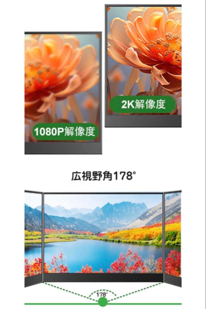 【新品同様】KEEPTIME モバイルモニター 13.5インチ 2K解像度