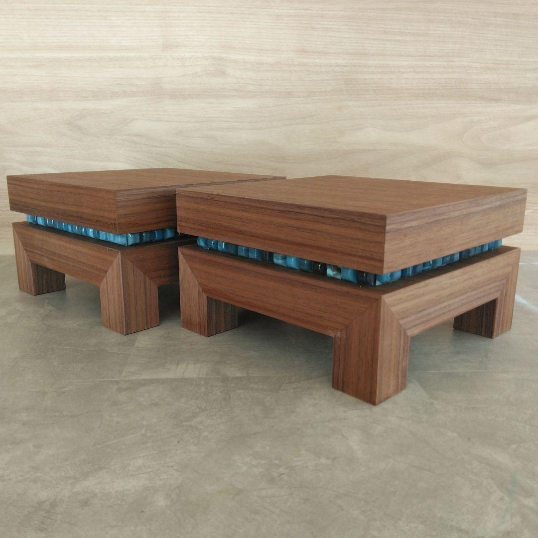 木製スピーカースタンド一対　ウォールナット