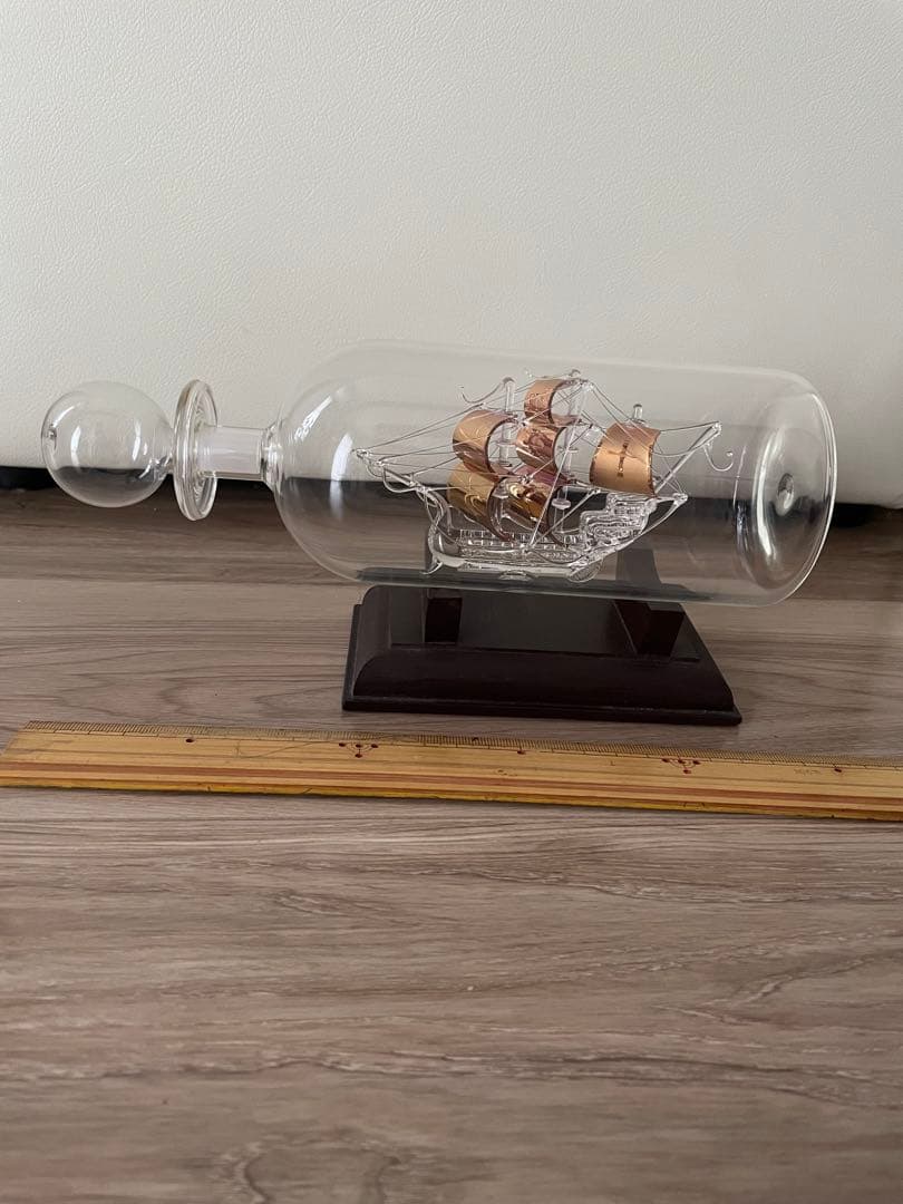 美品　ガラス瓶アート(帆船)