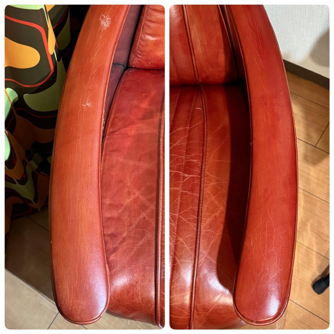 Aviator 1人掛けレザーソファ レッド 赤 高級家具 チェア リビング