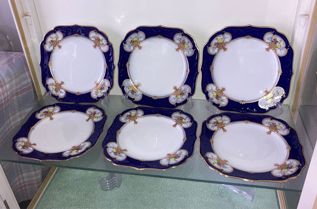 大倉陶園　エンプレスローズ プレート　6枚セット　瑠璃