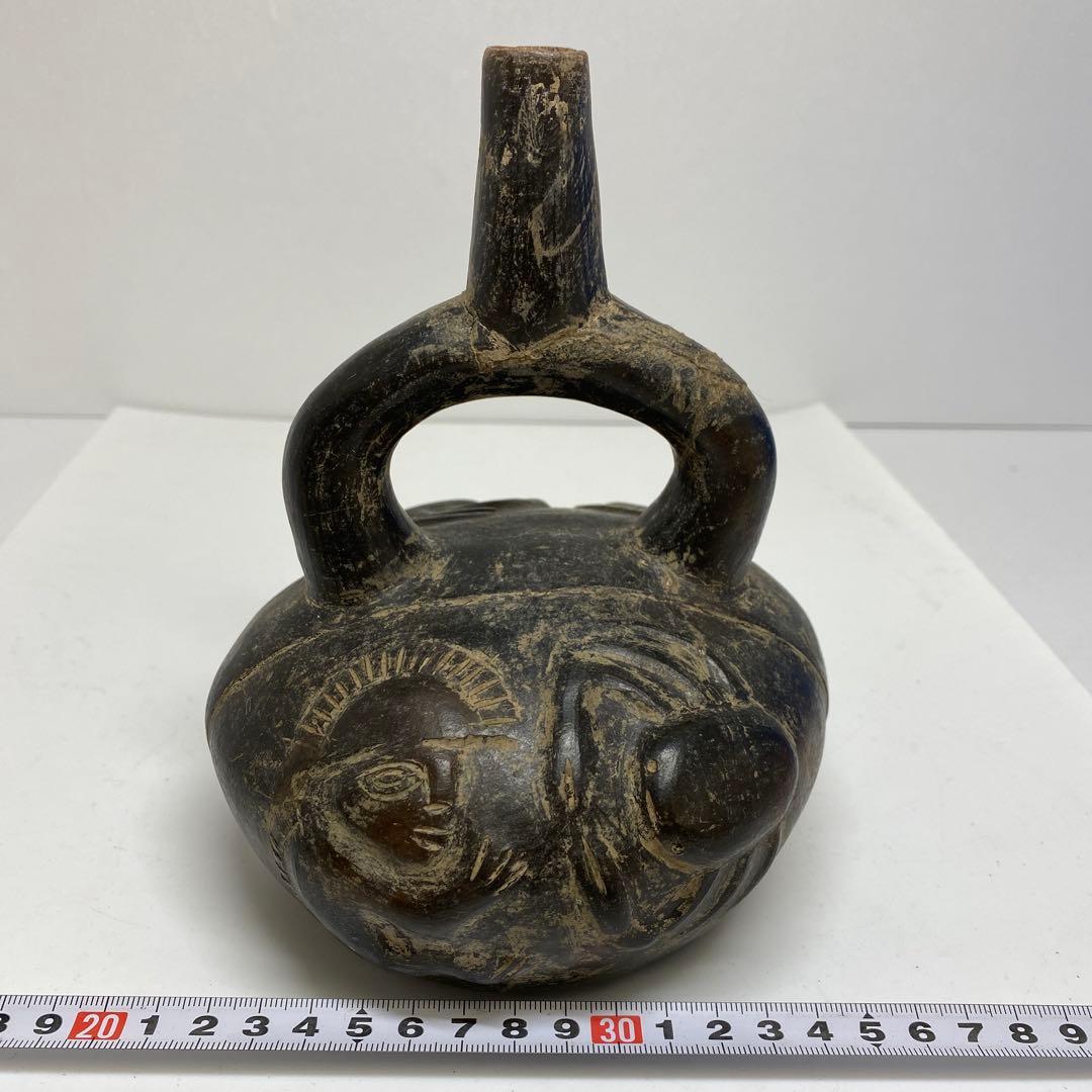 専用　紀元前　古代　インカ花入　高さ約18.2㎝　タサオ　東さ8-0107☆2F