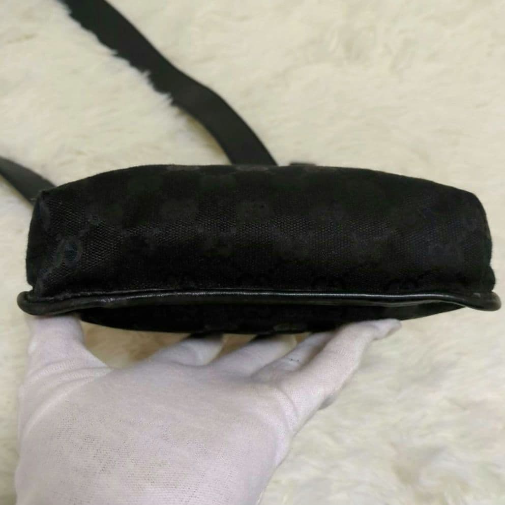 GUCCI GG柄 キャンバス レザー ショルダーバッグ 黒