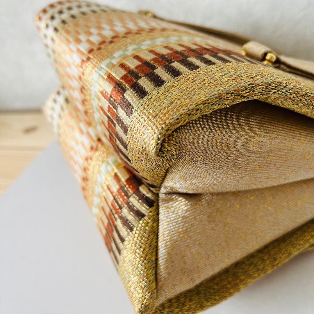 【極美品✨レア】利休バッグ　和装用バッグ　着物バッグ　織物　総柄　大容量