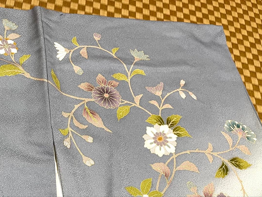 正絹　訪問着　破れ華紋菱繋ぎ花鳥唐草紋　身丈（肩から）164㎝