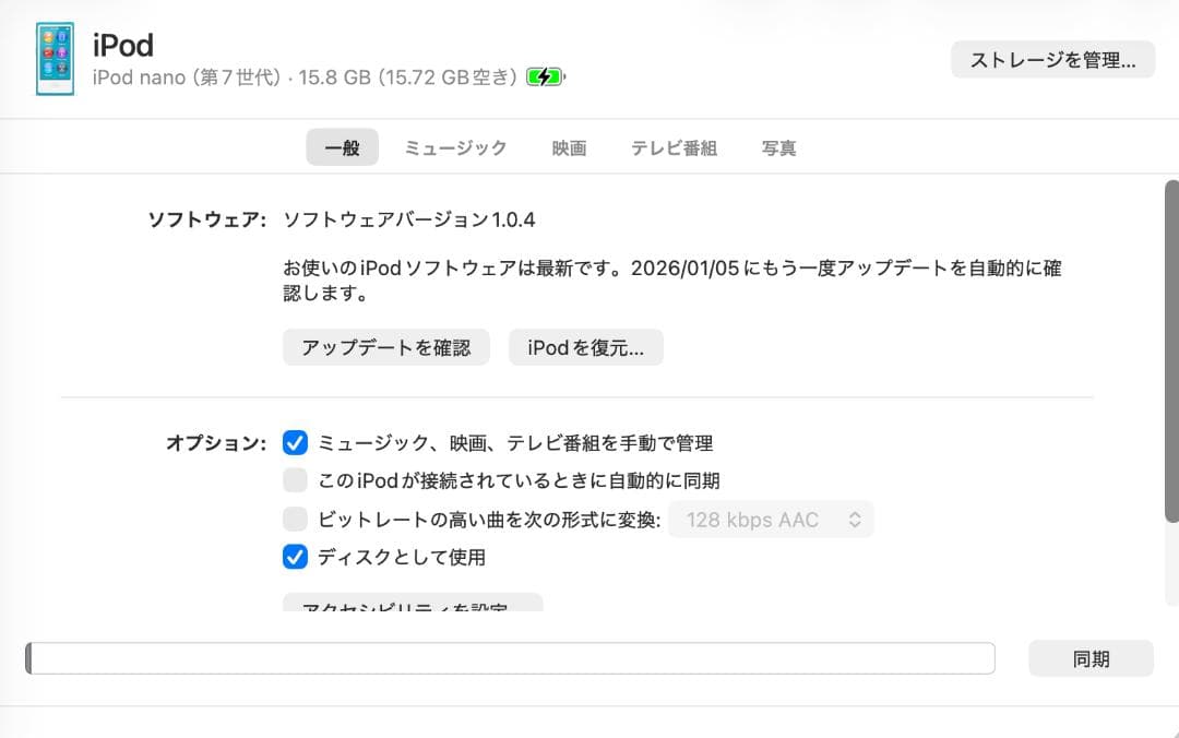 【極美品✨動作確認済】Apple iPod nano 16GB 第7世代 ブルー