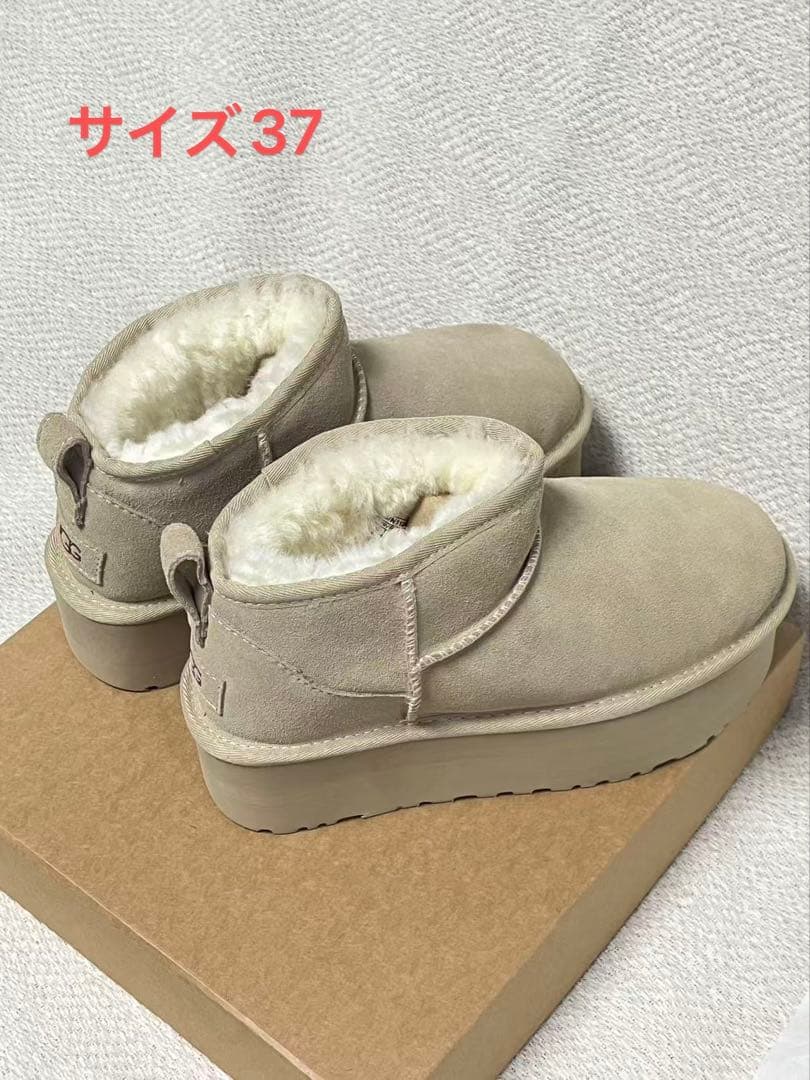 CINABON(シナボン)ベージュ 厚底ショートブーツ サイズ37