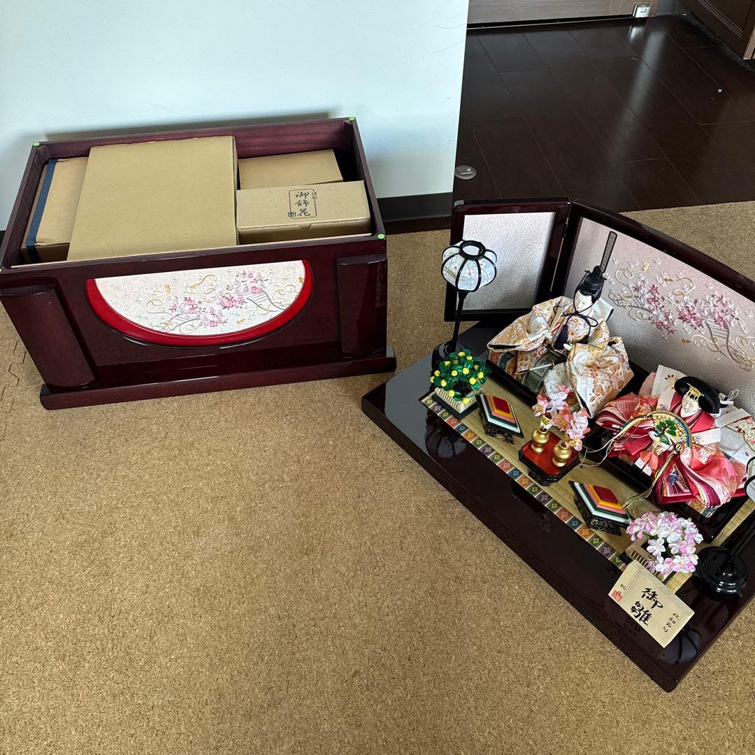 祐月　雛人形　初節句　収納飾り箱付きタイプ