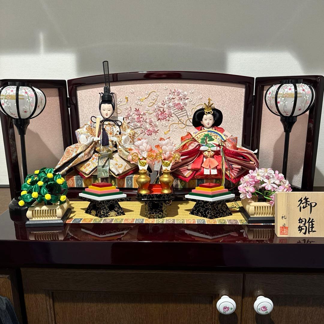 祐月　雛人形　初節句　収納飾り箱付きタイプ