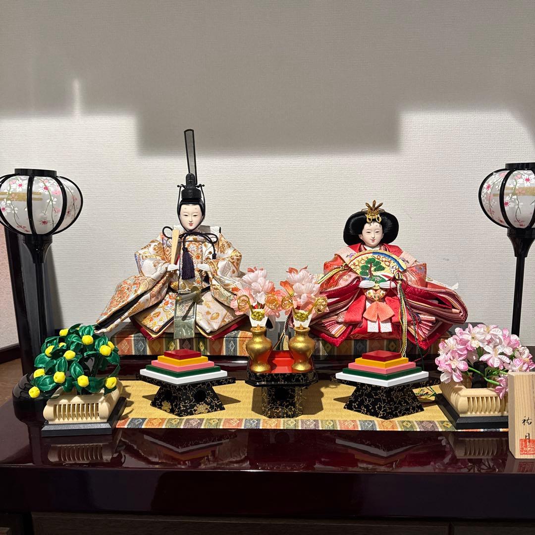 祐月　雛人形　初節句　収納飾り箱付きタイプ