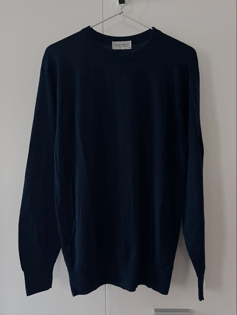 【美品】JOHN SMEDLEY クルーネックニット ネイビー M