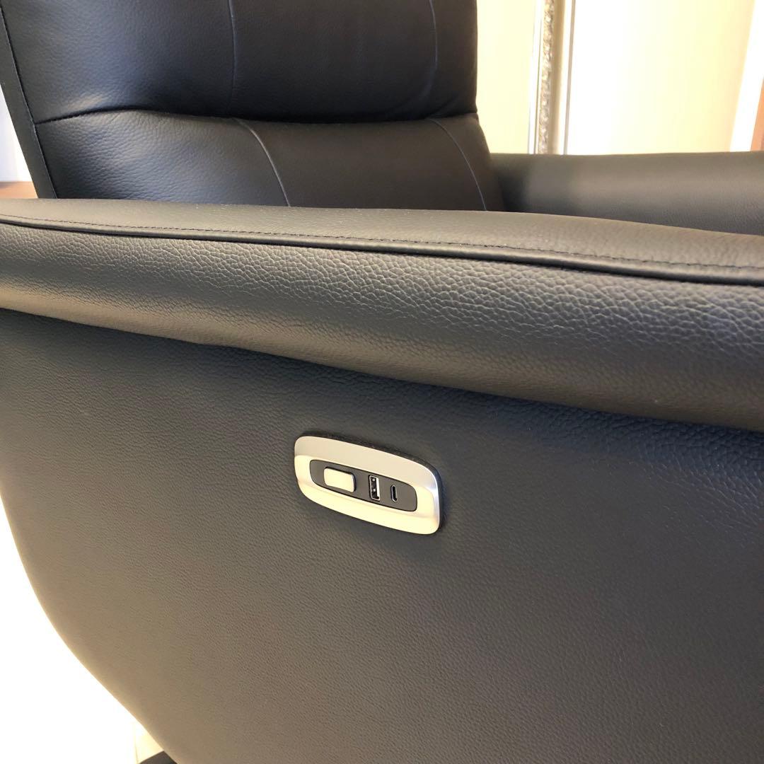 本革 電動リクライニングソファ