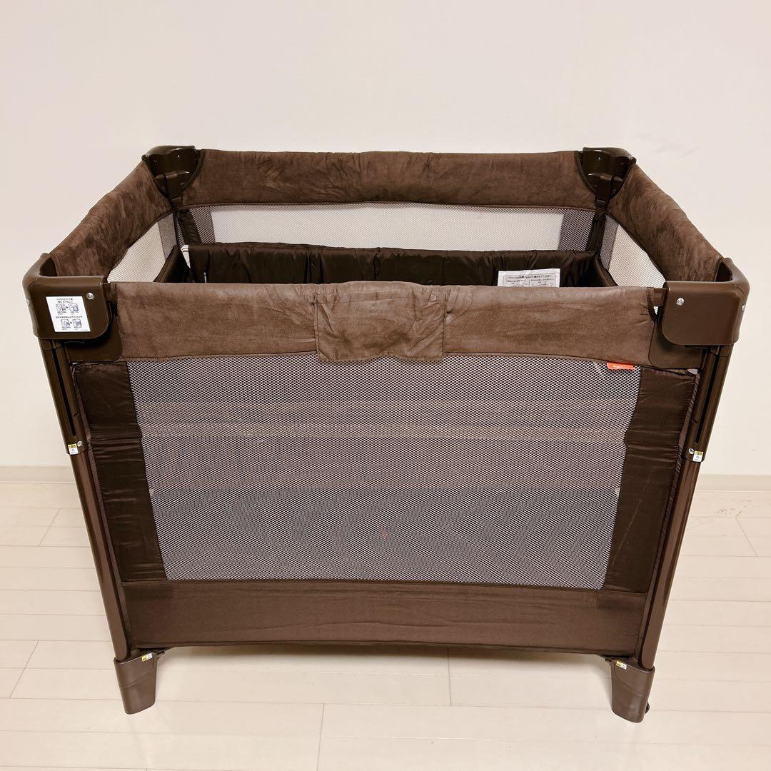 【美品】Aprica アップリカ ココネルエアープラス　ブラウン　ベビーベッド