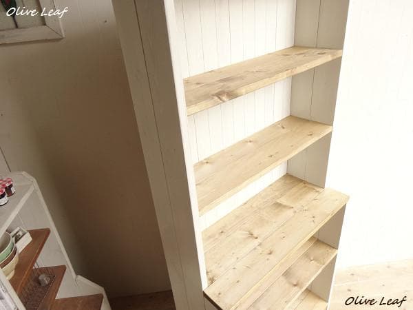 サイズ、デザインオーダー可！6段カップボードW64シャビーホワイト●受注製作