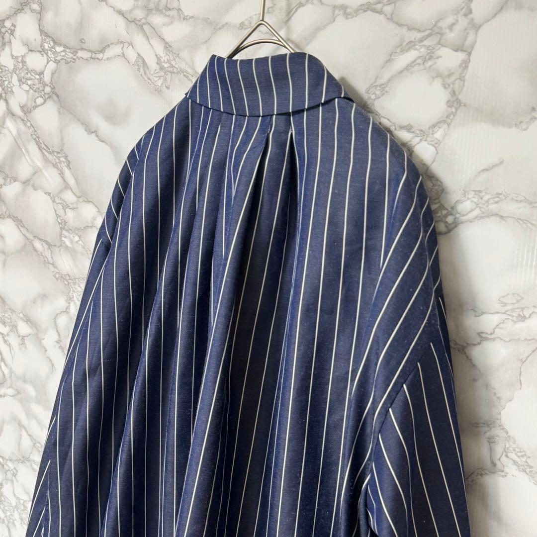 【アドーア】 ストライプ カジュアルシャツ Lサイズ