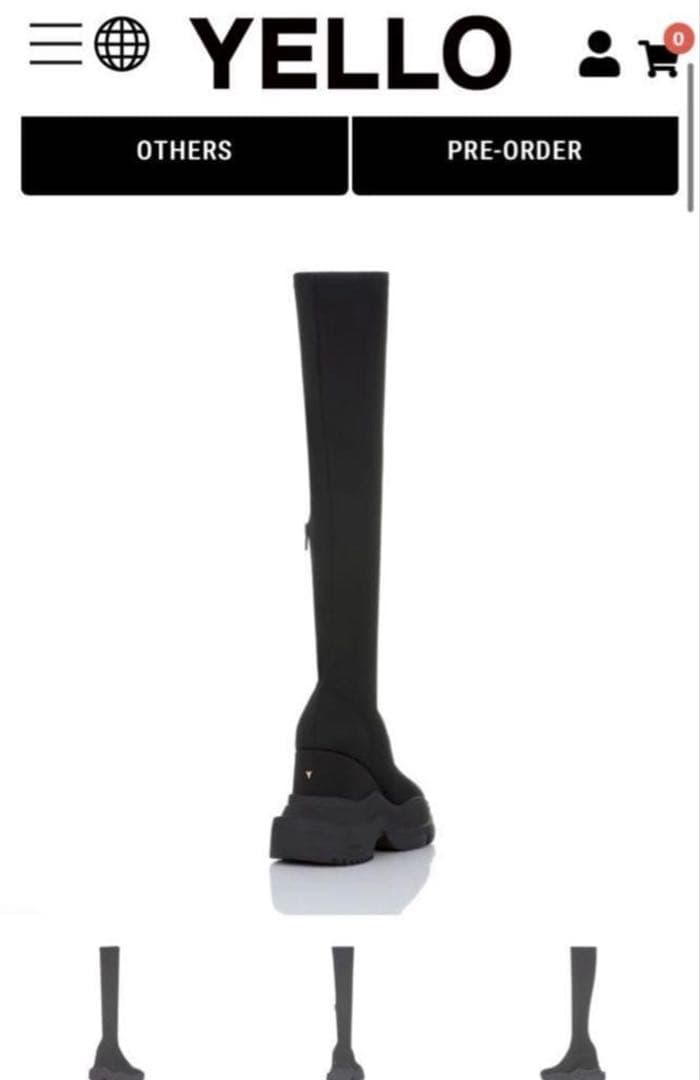 靴 YELLO BLACK DOUBLE SNEAKER LONG BOOTS