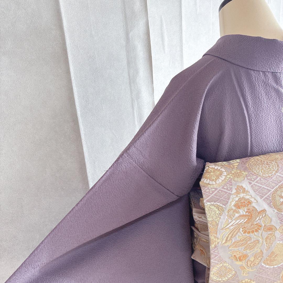 色無地　フルセット　着物　正絹　トールサイズ　紫　卒業式　入学式　一つ紋　G6