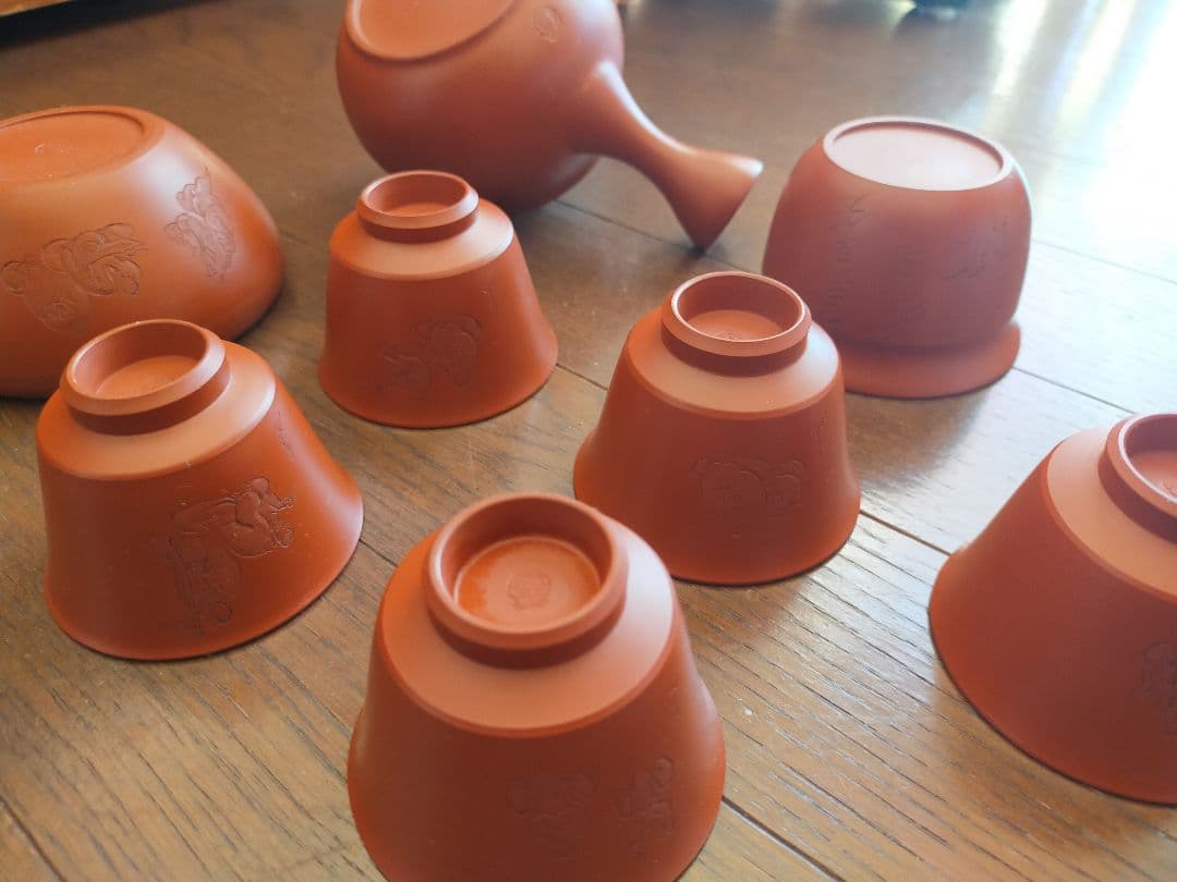 常滑焼　吉川秀樹　朱泥　茶器セット