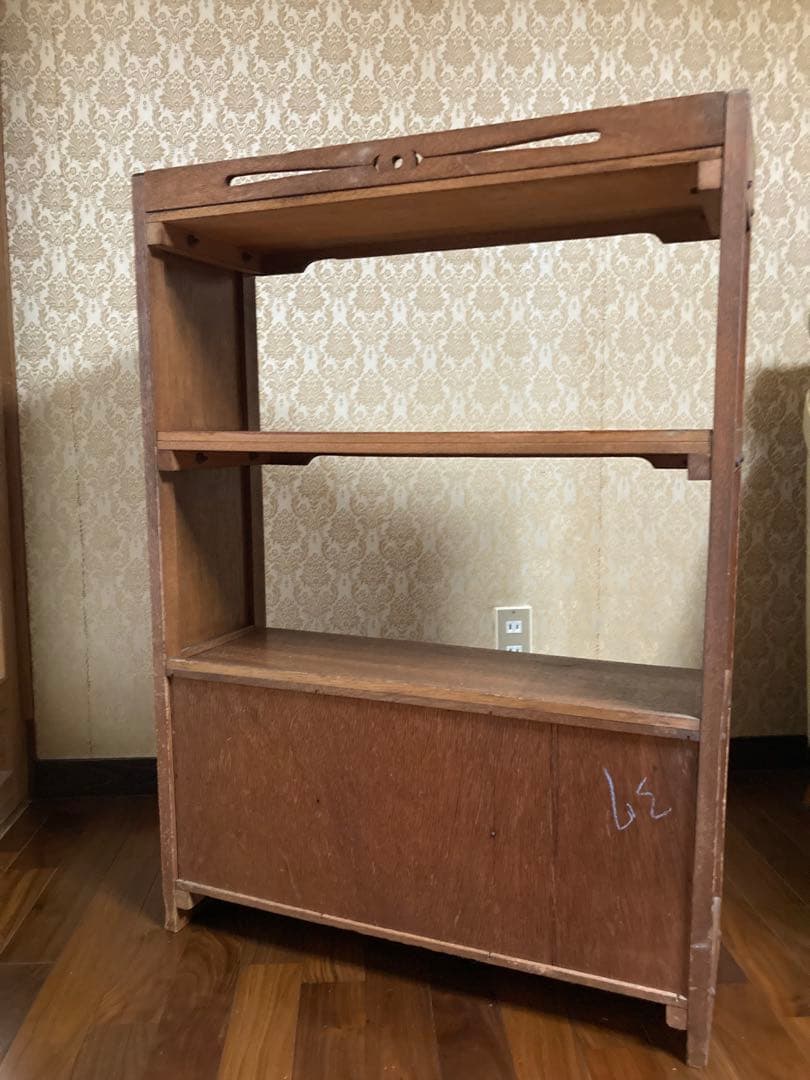 送料込【昭和レトロ アンティーク】本棚 ブックシェルフ 透かし彫り