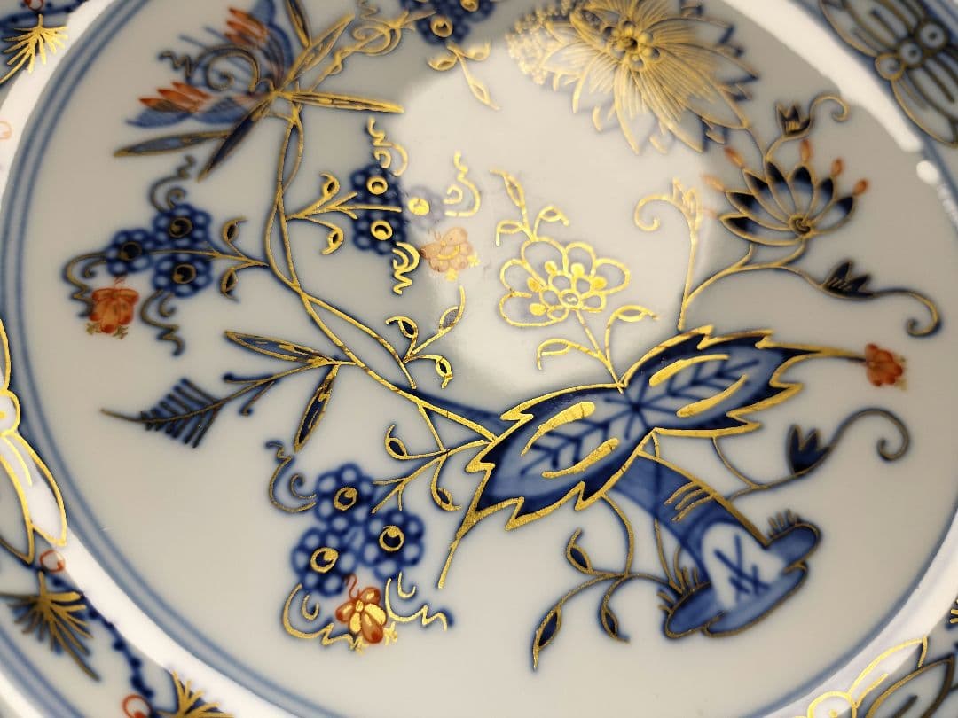 少々難あり《18cm》一級品 Meissen マイセン 朱金オニオン プレート皿