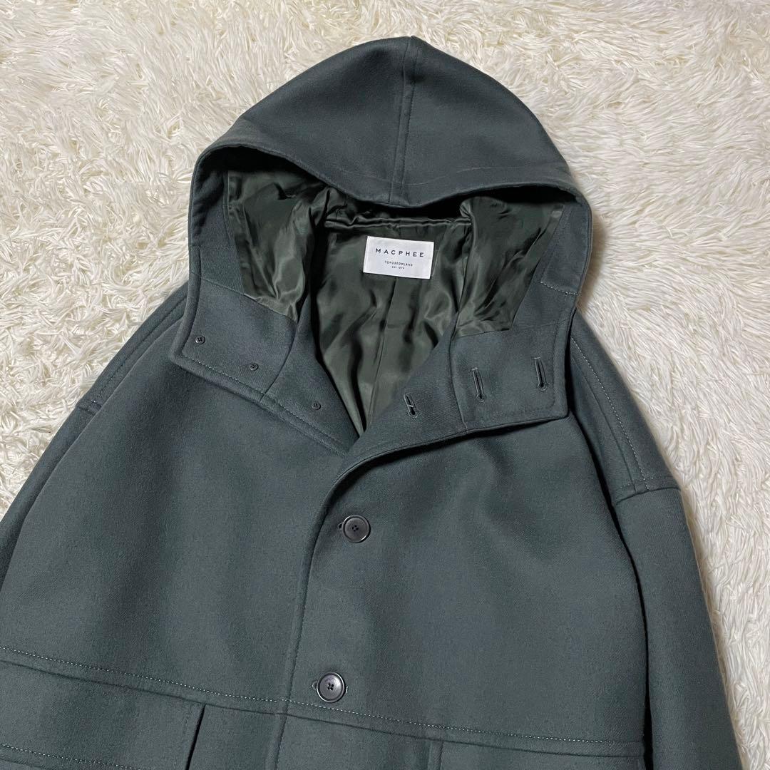 極美品　マカフィー　ライトメルトンフーデッドコート　カーキ