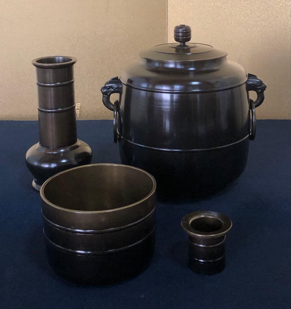 《R》茶道具 宣徳皆具 風炉師 鳳泉 共箱　260212け2