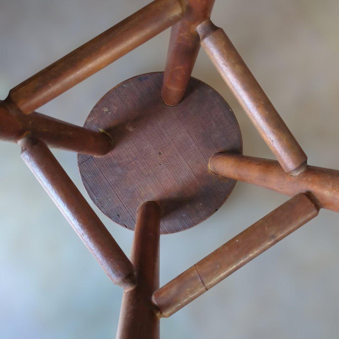 骨董　椅子　丸椅子　木製　スツール ブラウン アンティーク　イス