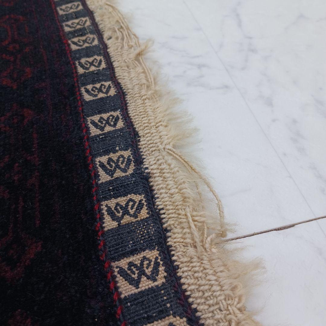 Y2477 トライバルラグ バルーチ 手織り ウール100% 絨毯