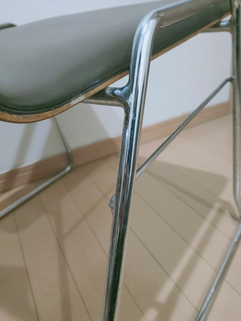 ♪③天童木工 Tendo チークプライウッド PVCレザースチールレッグ　茶色