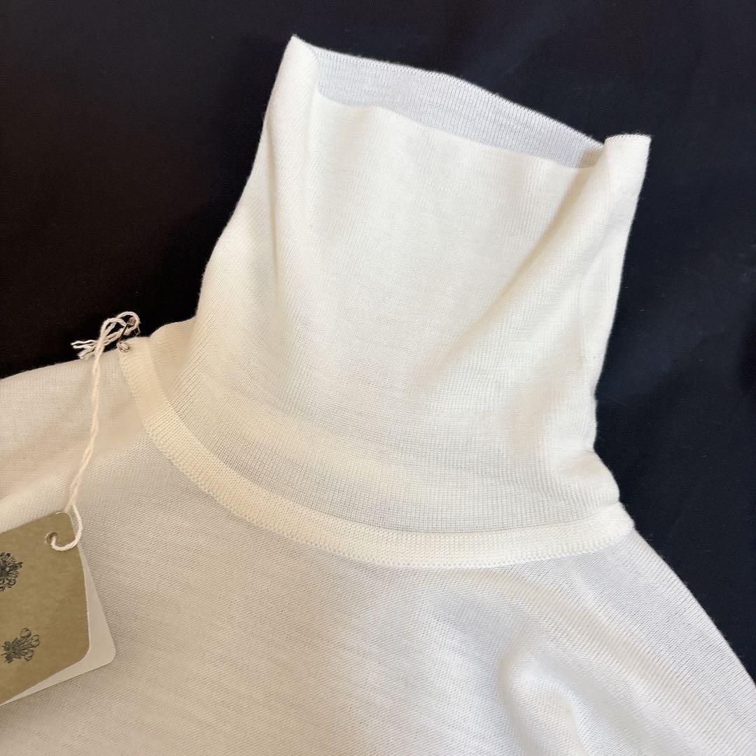 タグ付き未使用 ジョンスメドレー メリノウール タートルネックニット ホワイト