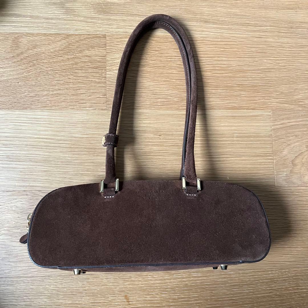 専用 別注CHRISTIAN VILLA スエードスクエア ロングハンドルバッグ
