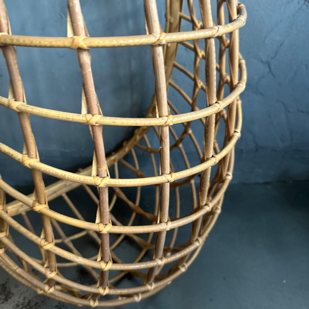 お人形や観葉植物、フェイク植物の入れ物に！ラタン製オーバル型吊り下げチェア