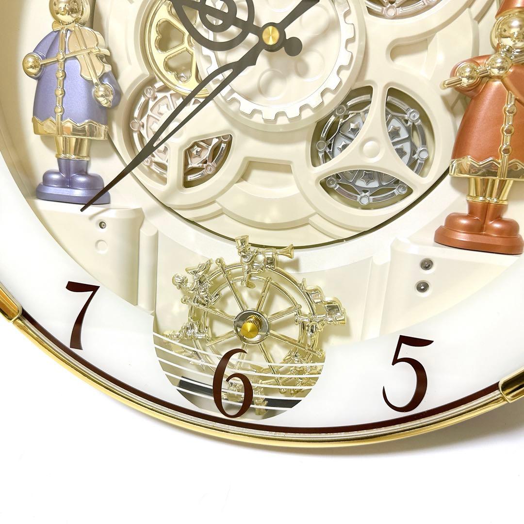 美品 リズム時計 4MN490RH 電波時計 からくり時計