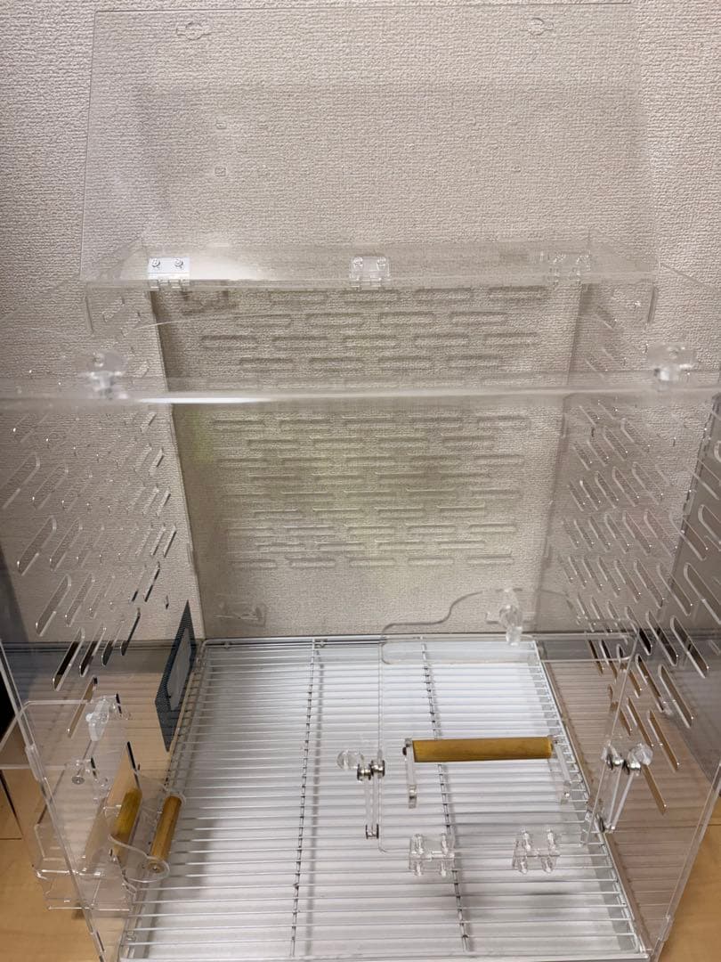 アクリル小動物用ケージ 木製止まり木付き　フクロモモンガ　インコ　オオム　 鳥