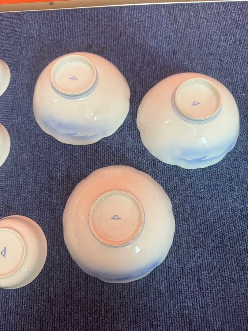 1701  深川製磁　富士山　花型皿3客　丸皿5客