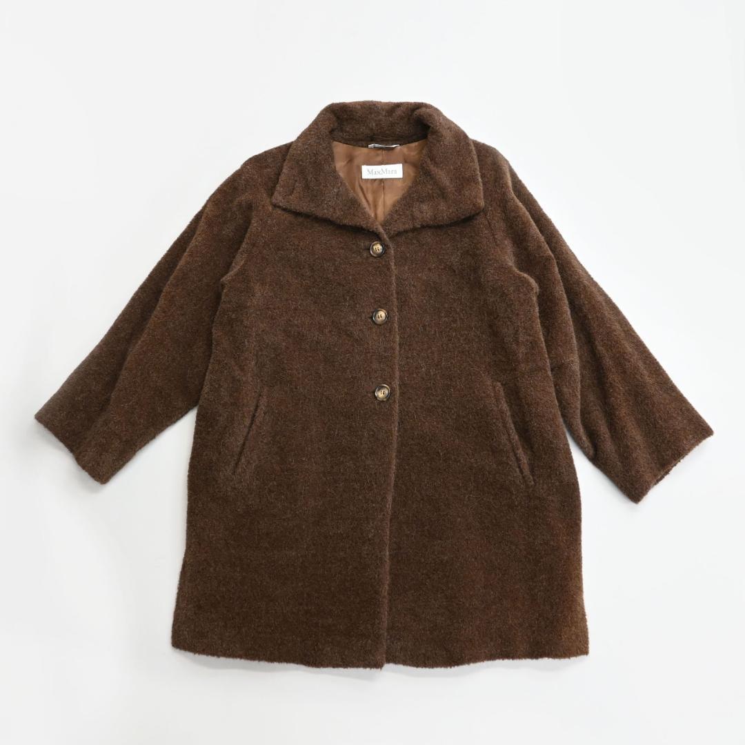 ■ 48289★年 マックスマーラ アルパカ混 スタンドカラーコート 白タグ*