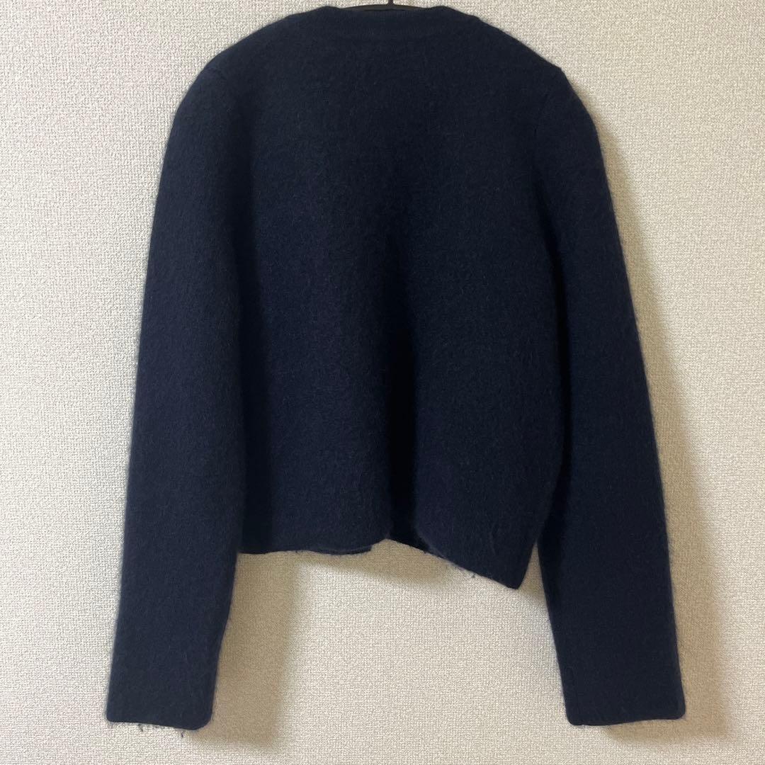 ánuans カシミヤブレンドノーカラーニットジャケット