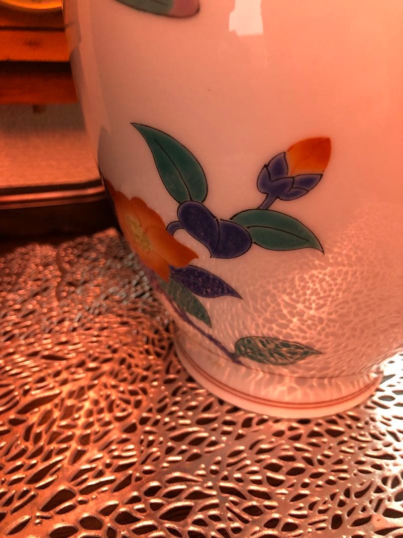 香蘭社謹製 花鳥図『春』原画 十三代酒井田柿右衛門 花瓶 約22cm